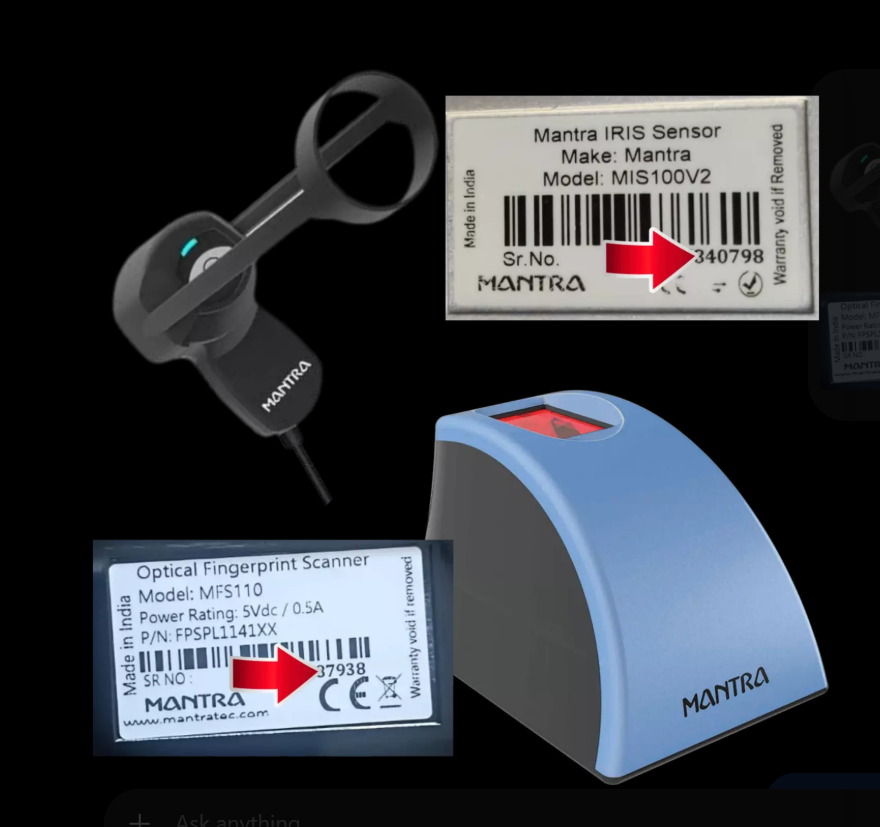 Mantra MFS110 and MIS100V2 Serial Number Sticker Guide